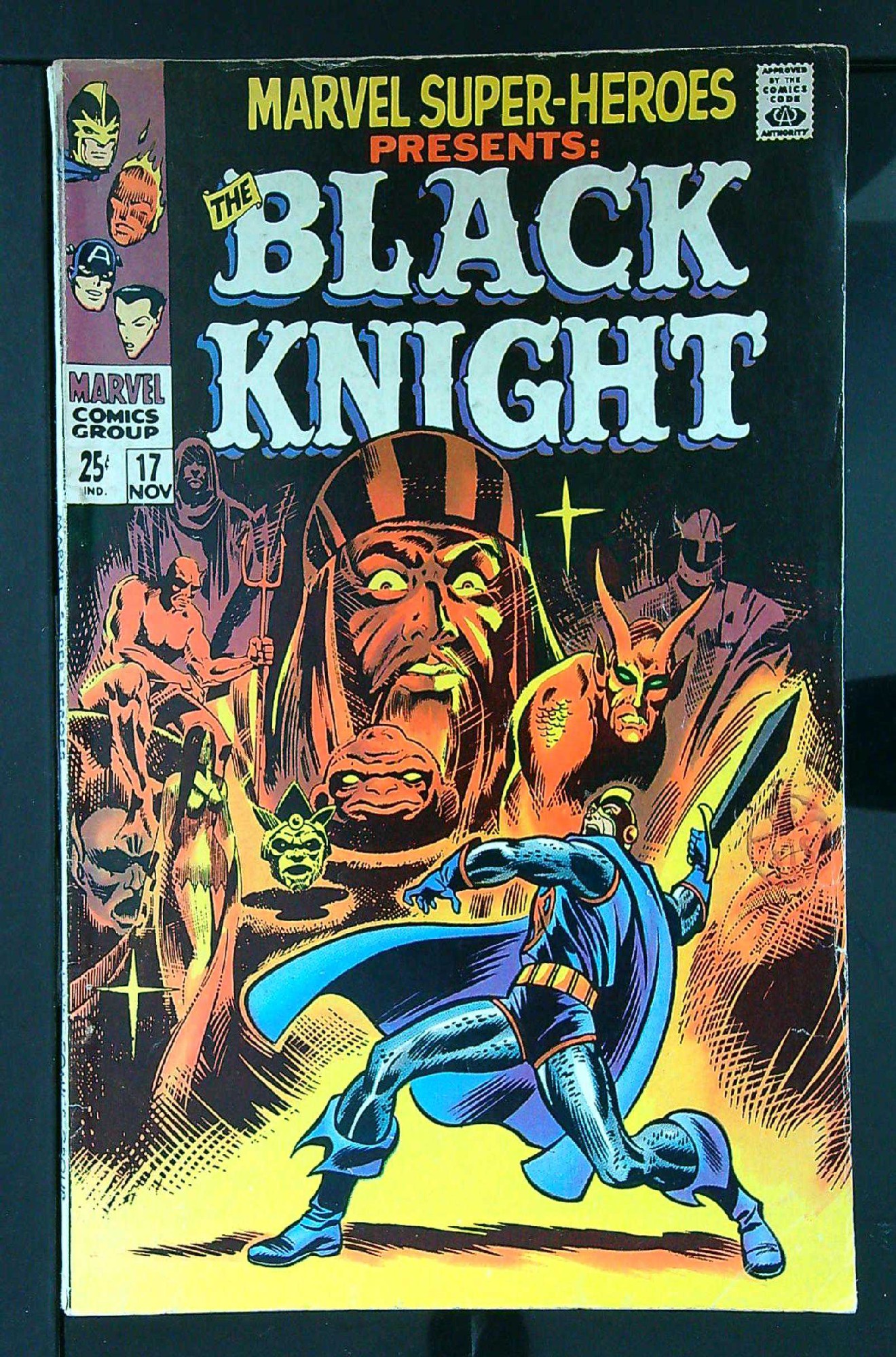 Origin of the Black Knight<br>ACTUAL SCAN OF COMIC!<br>Distribution Stamp on Cover - See Scan Cover of Marvel Super-Heroes (Vol 1) #17. One of 250,000 Vintage American Comics on sale from Krypton!