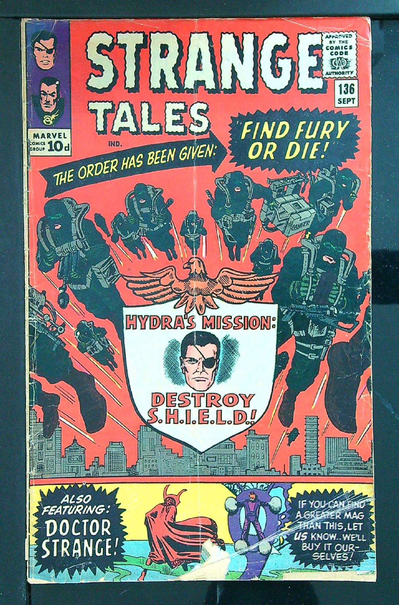 ACTUAL SCAN OF COMIC!<br> Cover of Strange Tales (Vol 1) #136. One of 250,000 Vintage American Comics on sale from Krypton!