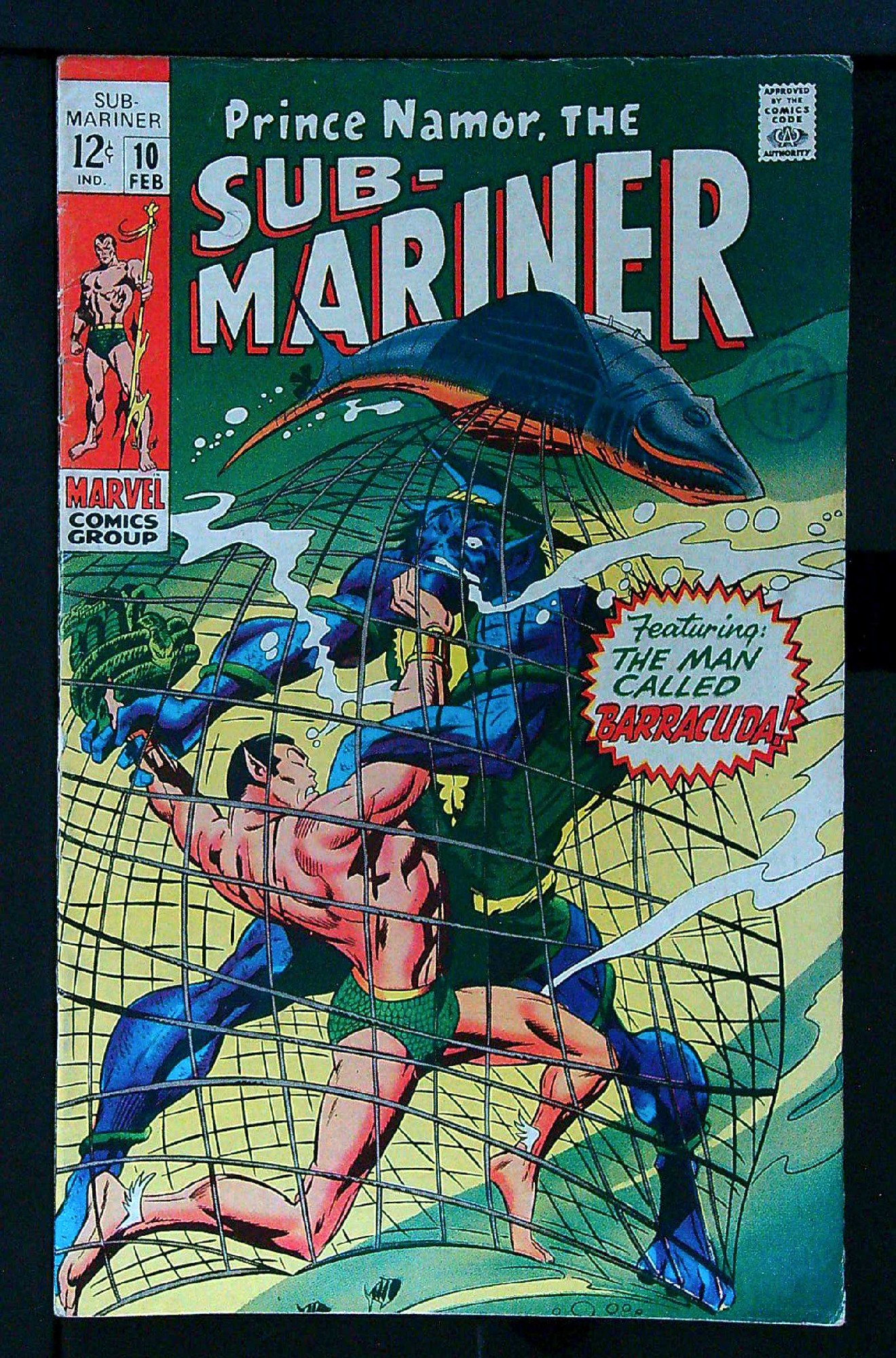 ACTUAL SCAN OF COMIC!<br>Distribution Stamp on Cover - See Scan Cover of Sub-Mariner (Vol 1) #10. One of 250,000 Vintage American Comics on sale from Krypton!