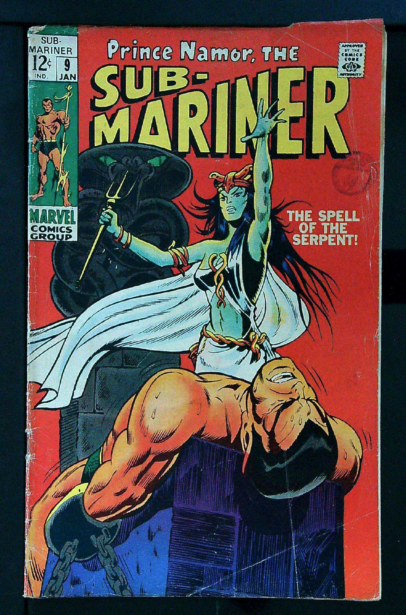 1st Appearance Serpent Crown<br>ACTUAL SCAN OF COMIC!<br>Distribution Stamp on Cover - See Scan Cover of Sub-Mariner (Vol 1) #9. One of 250,000 Vintage American Comics on sale from Krypton!