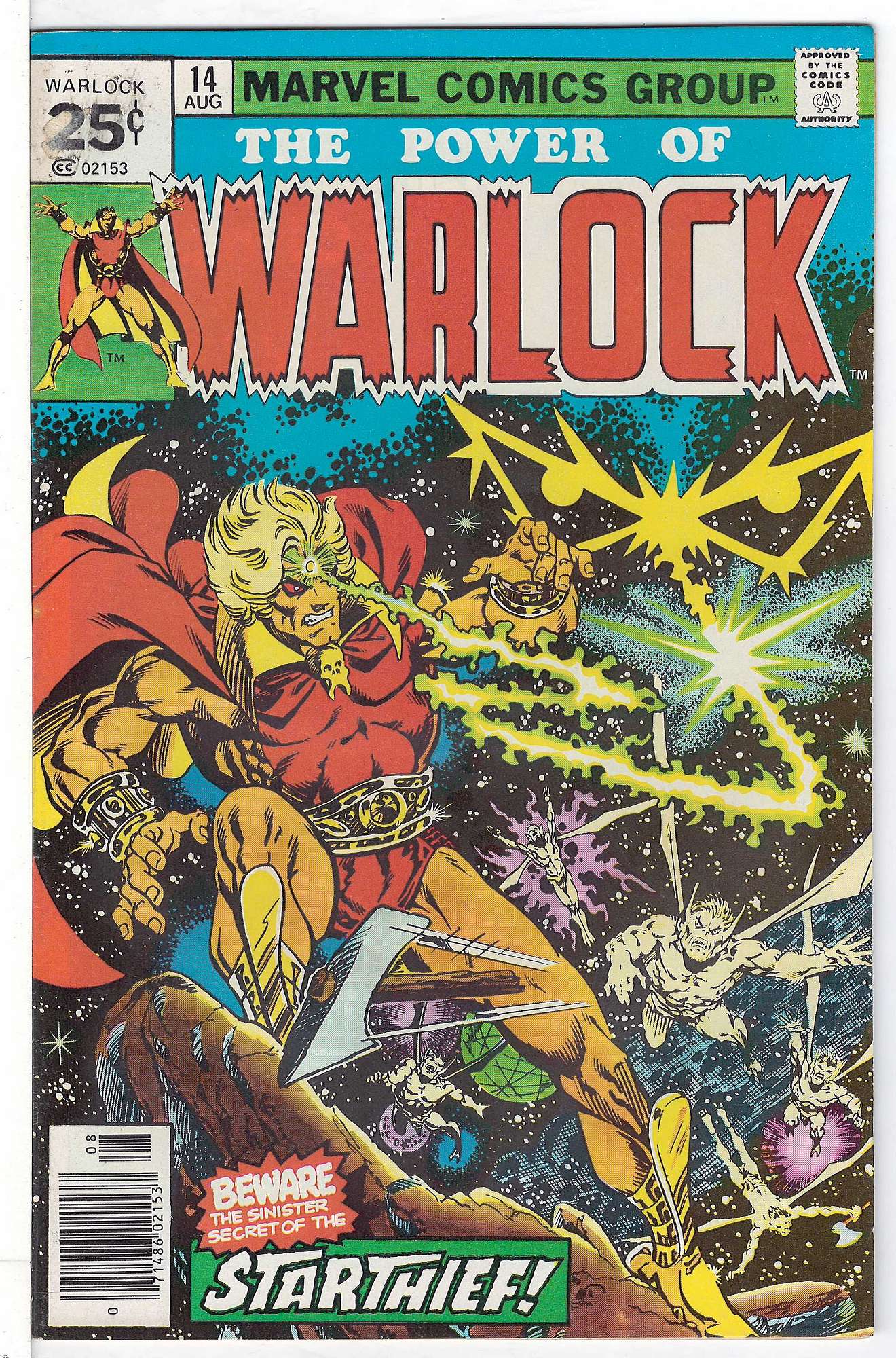 ACTUAL SCAN OF COMIC!<br>Label glue on price - See Scan Cover of Warlock (Vol 1) The Power of #14. One of 250,000 Vintage American Comics on sale from Krypton!