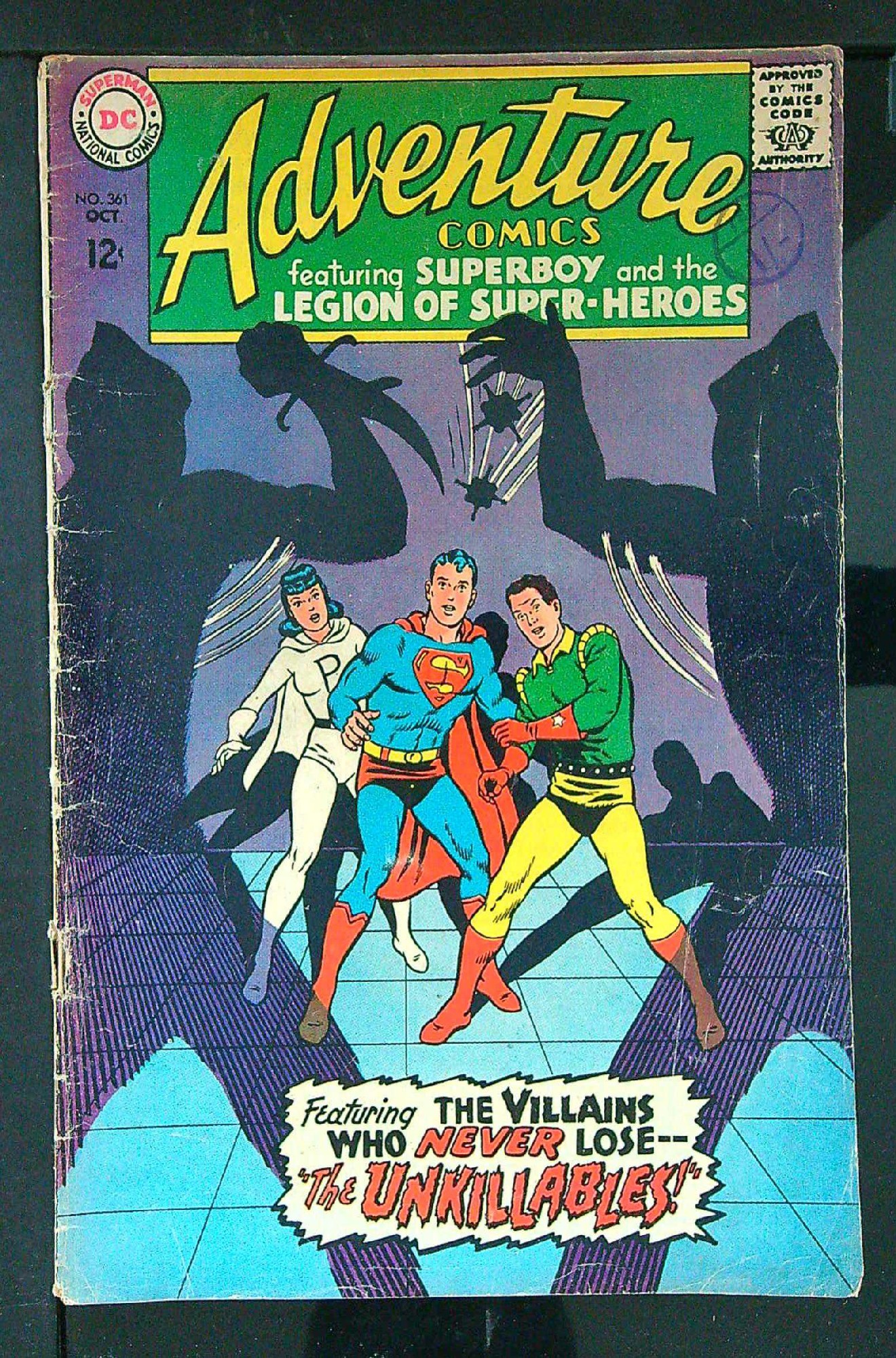ACTUAL SCAN OF COMIC!<br>Distribution Stamp on Cover - See Scan Cover of Adventure Comics (Vol 1) #361. One of 250,000 Vintage American Comics on sale from Krypton!
