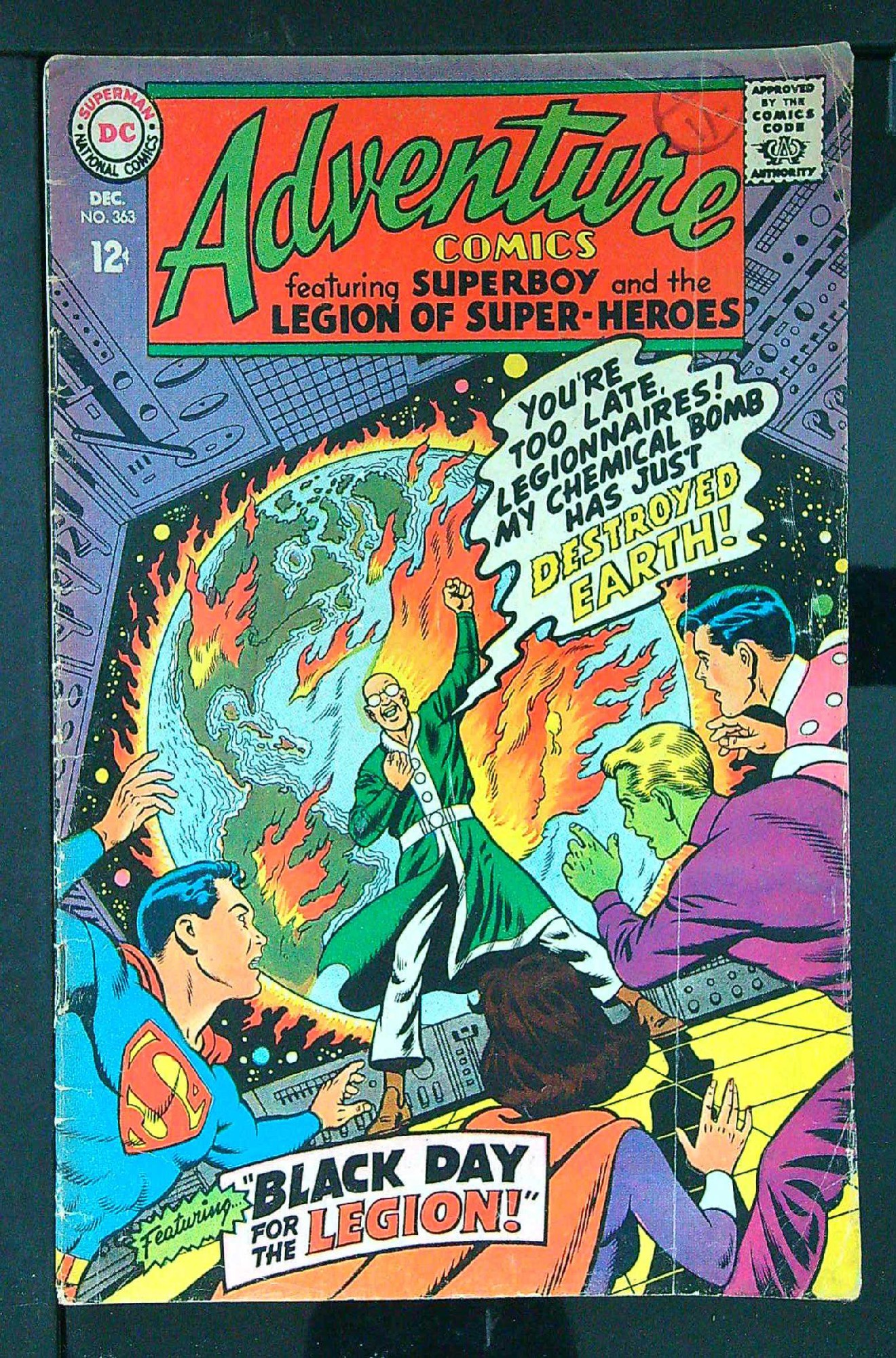 ACTUAL SCAN OF COMIC!<br>Distribution Stamp on Cover - See Scan Cover of Adventure Comics (Vol 1) #363. One of 250,000 Vintage American Comics on sale from Krypton!