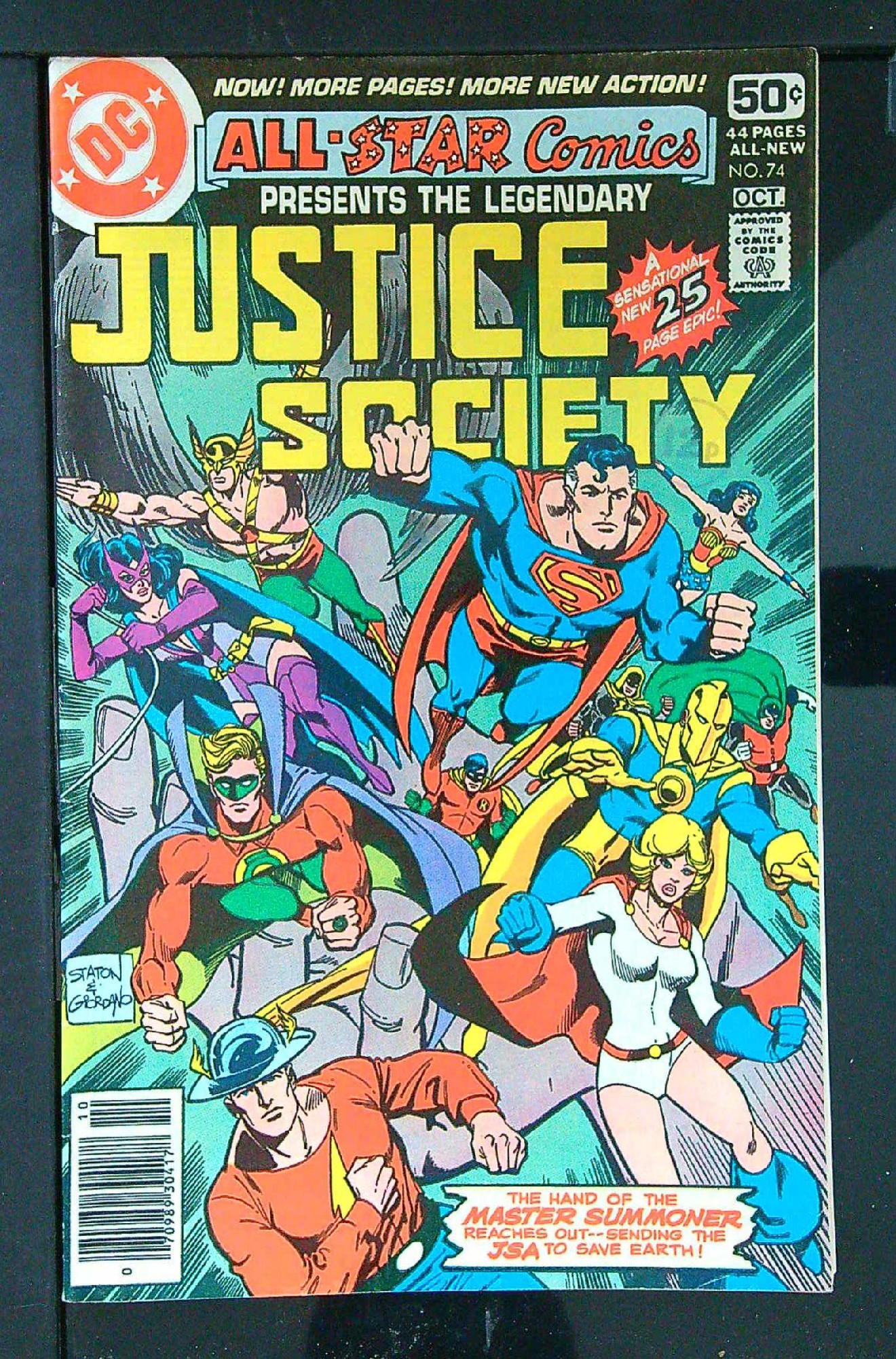 Scarce Last Issue<br>ACTUAL SCAN OF COMIC!<br>Distribution Stamp on Cover - See Scan Cover of All-Star Comics (Vol 1) #74. One of 250,000 Vintage American Comics on sale from Krypton!