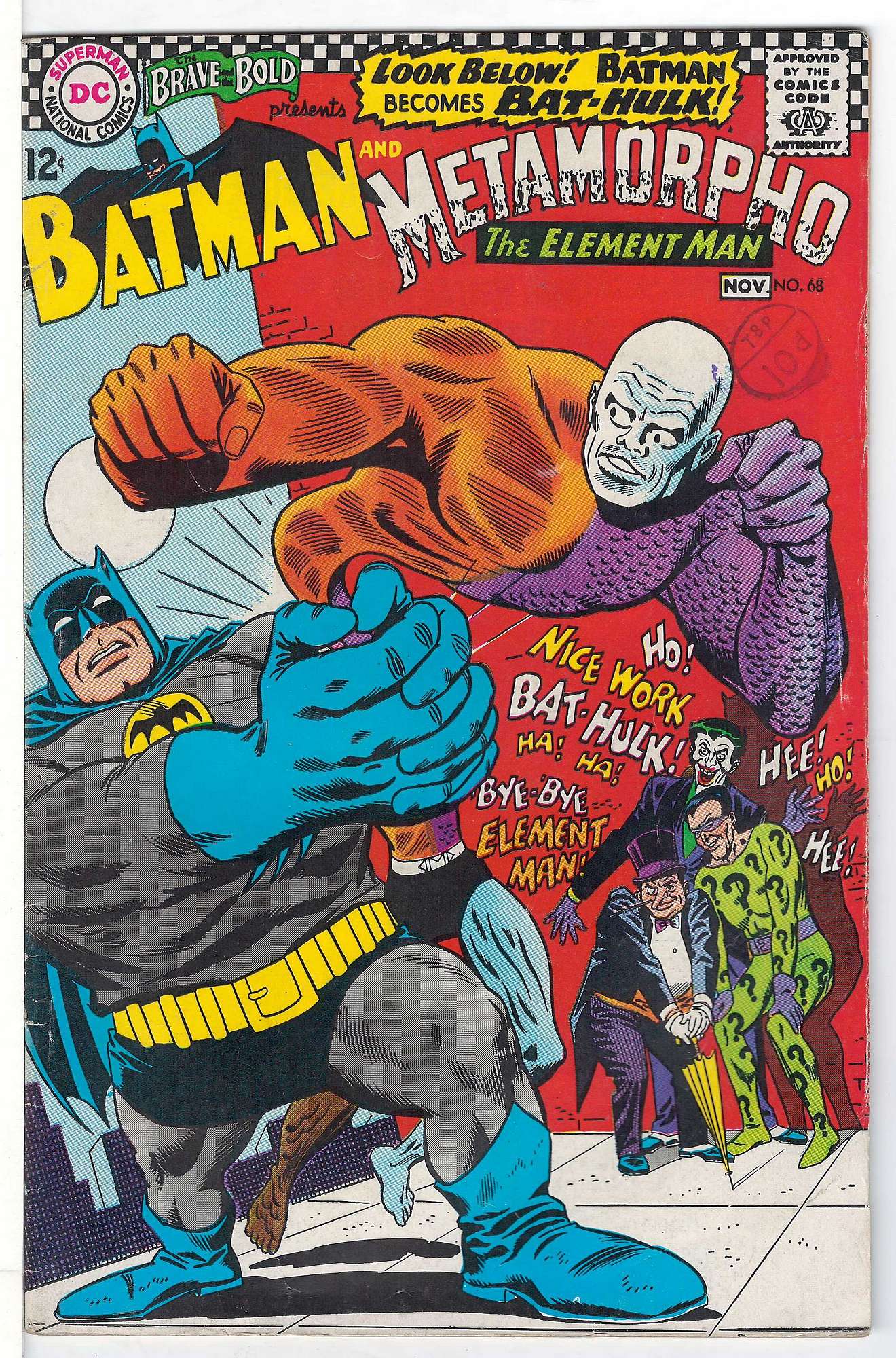 ACTUAL SCAN OF COMIC!<br>Missing top staple. Stamp on Cover - See Scan Cover of Brave & The Bold (Vol 1) #68. One of 250,000 Vintage American Comics on sale from Krypton!