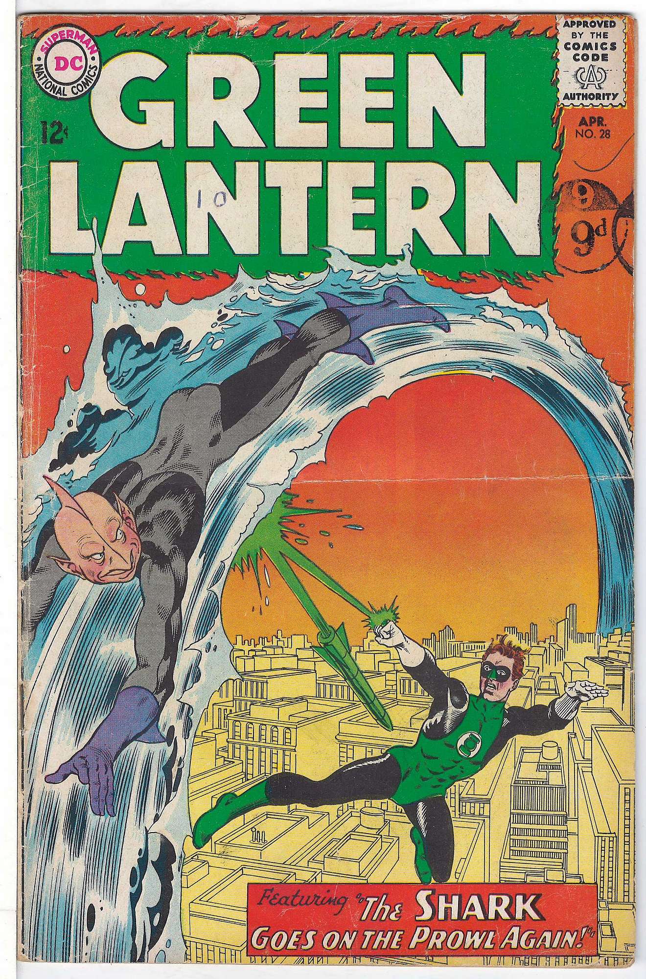 ACTUAL SCAN OF COMIC!<br>Stamp & Pen on Cover - See Scan Cover of Green Lantern (Vol 2) #28. One of 250,000 Vintage American Comics on sale from Krypton!
