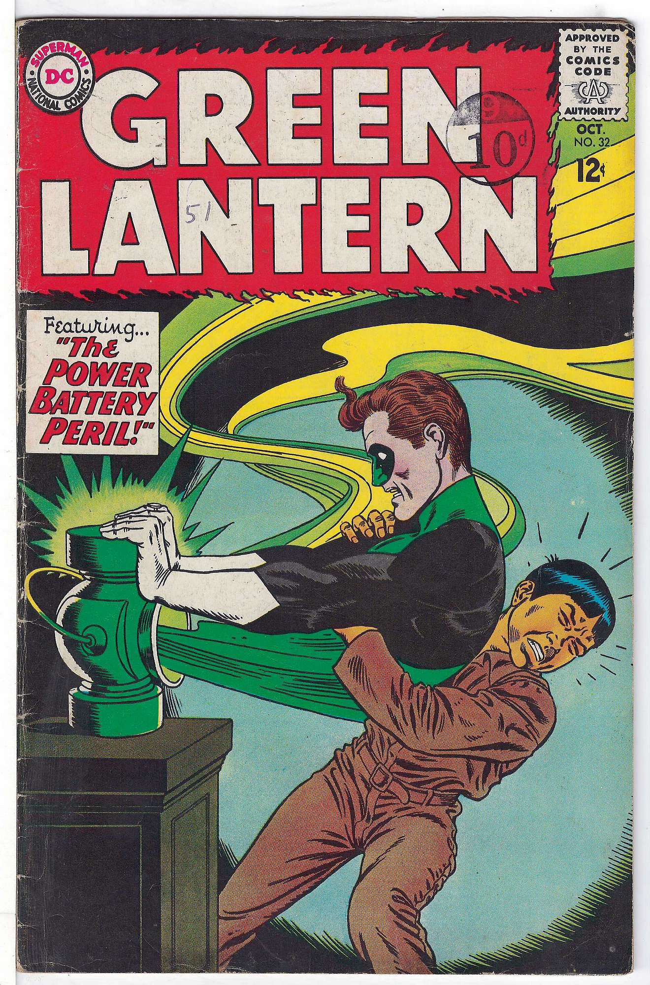 ACTUAL SCAN OF COMIC!<br>Pen & Stamp on Cover - See Scan Cover of Green Lantern (Vol 2) #32. One of 250,000 Vintage American Comics on sale from Krypton!