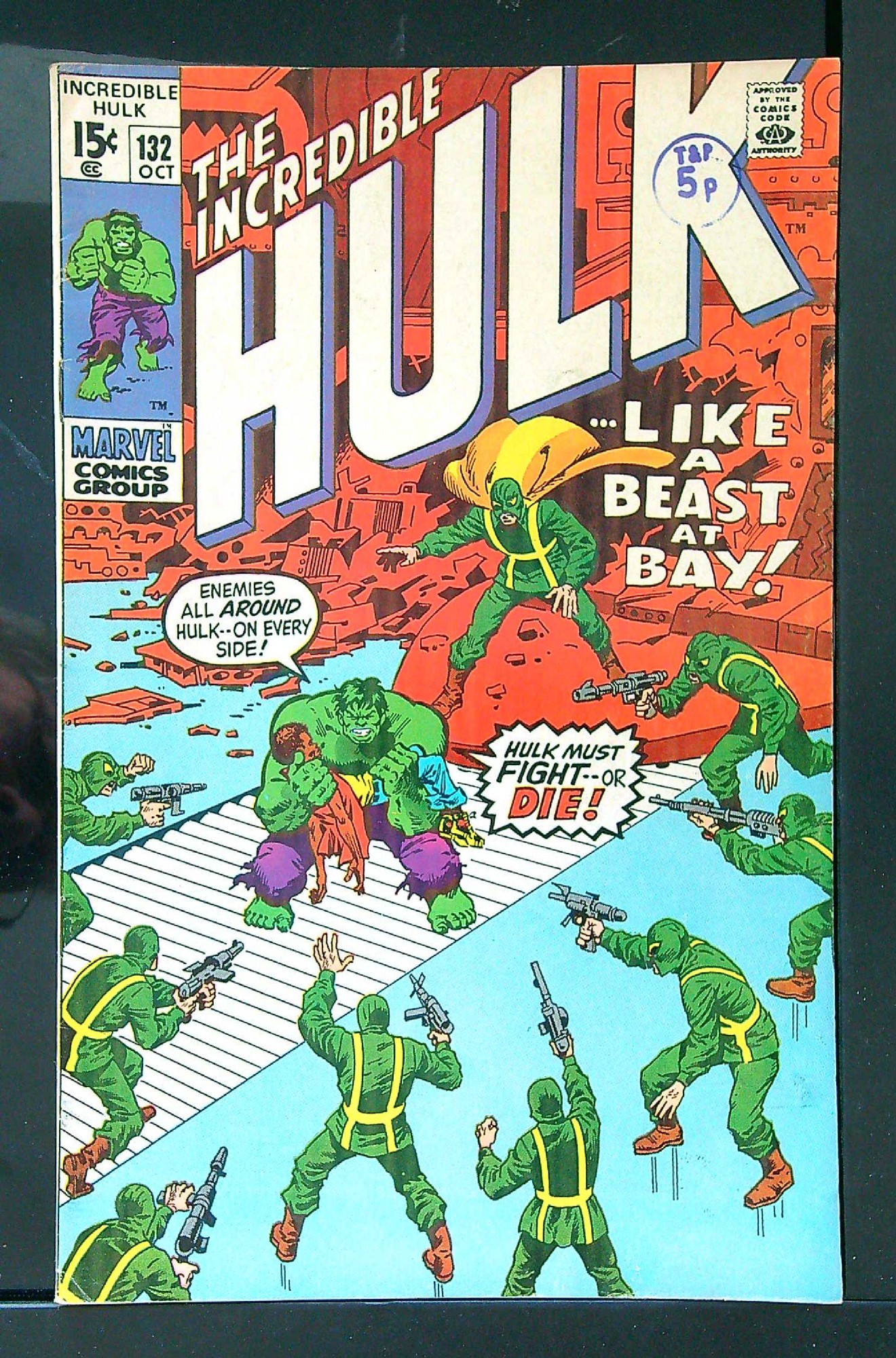 ACTUAL SCAN OF COMIC!<br>Distribution Stamap on Cover - See Scan Cover of Incredible Hulk (Vol 2) #132. One of 250,000 Vintage American Comics on sale from Krypton!