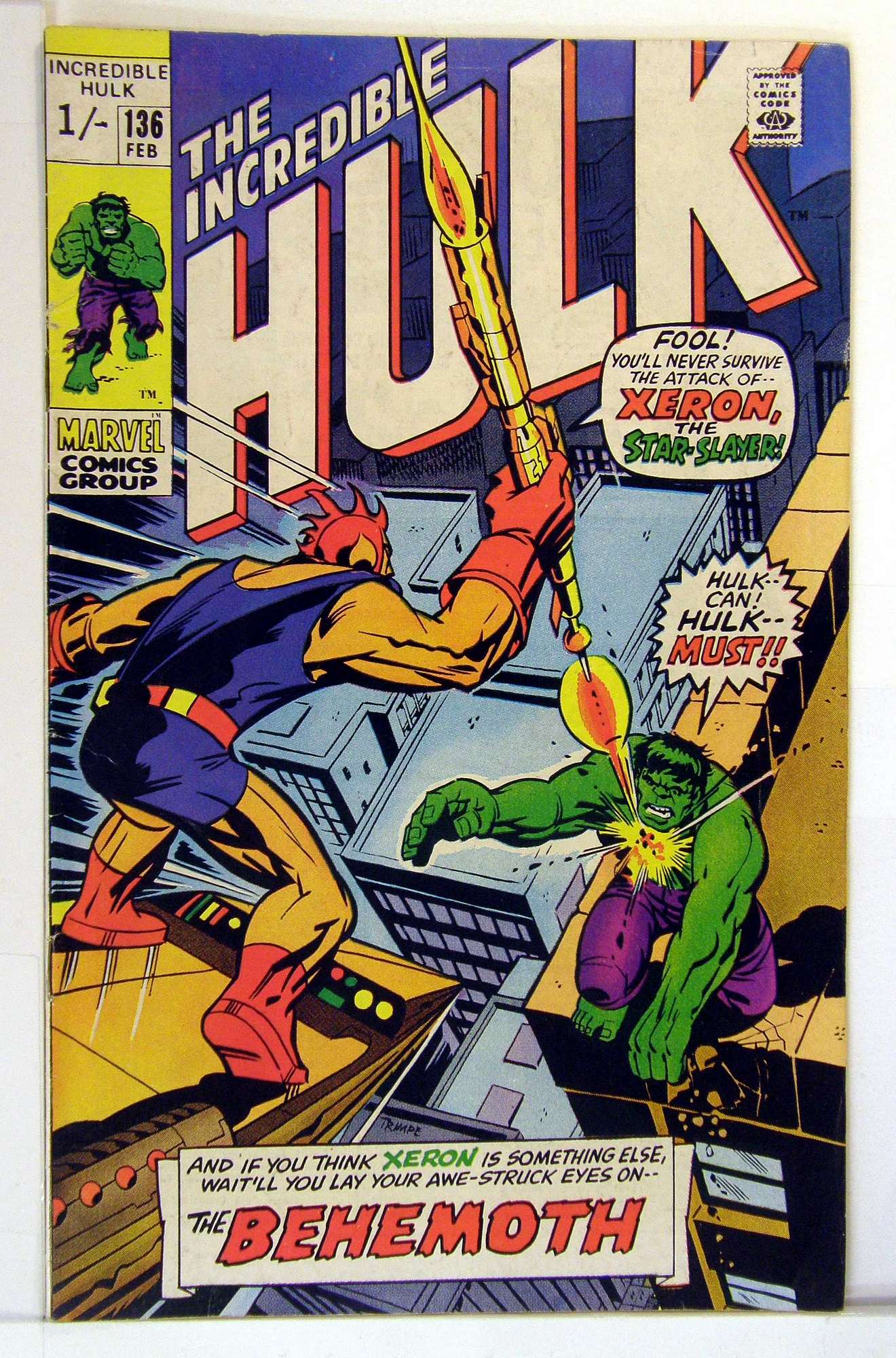 ACTUAL SCAN OF COMIC!<br> Cover of Incredible Hulk (Vol 2) #136. One of 250,000 Vintage American Comics on sale from Krypton!