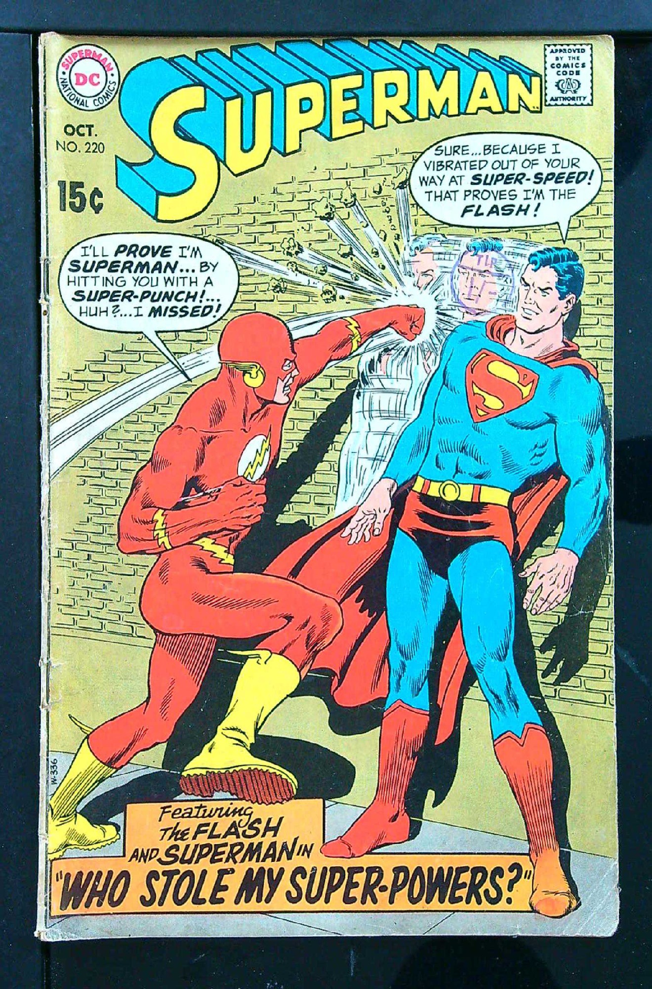 ACTUAL SCAN OF COMIC!<br>Distribution Stamp on Cover - See Scan Cover of Superman (Vol 1) #220. One of 250,000 Vintage American Comics on sale from Krypton!
