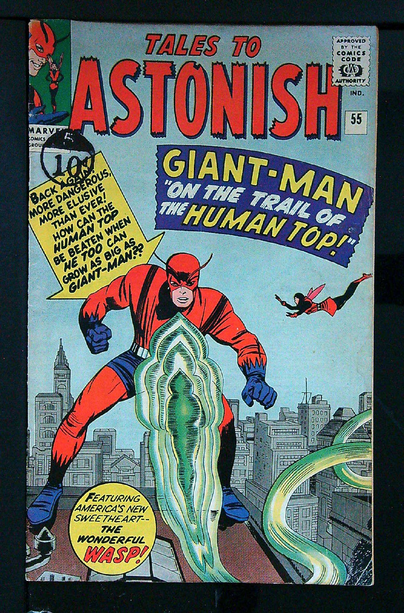 ACTUAL SCAN OF COMIC!<br>Distribution Stamp on Cover - See Scan Cover of Tales to Astonish (Vol 1) #55. One of 250,000 Vintage American Comics on sale from Krypton!