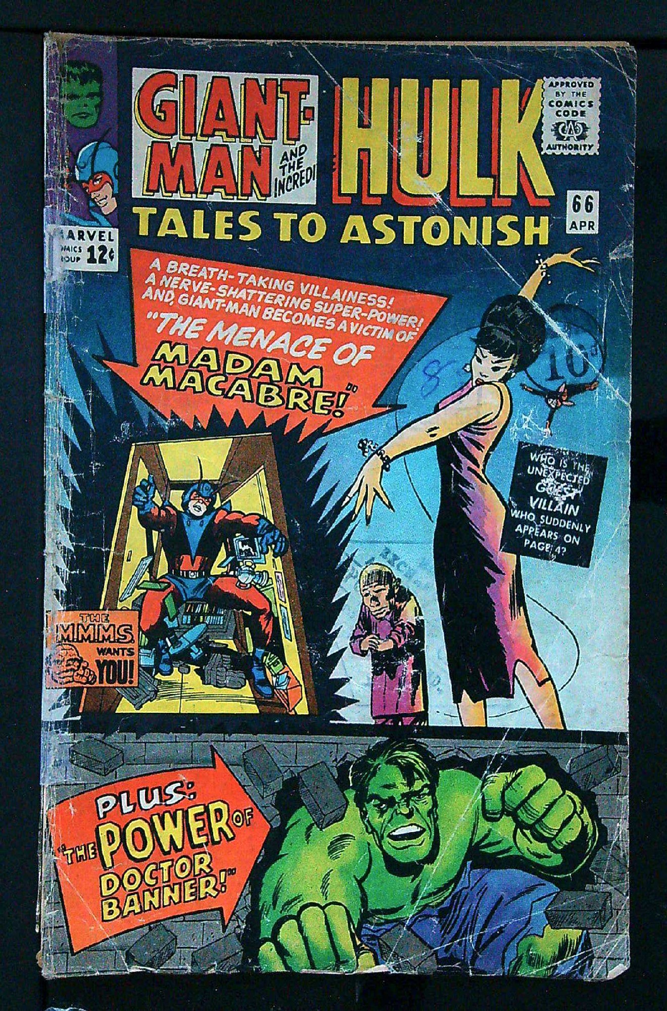 ACTUAL SCAN OF COMIC!<br>Distribution Stamp & Pen on Cover - Taped Spine - See Scan Cover of Tales to Astonish (Vol 1) #66. One of 250,000 Vintage American Comics on sale from Krypton!