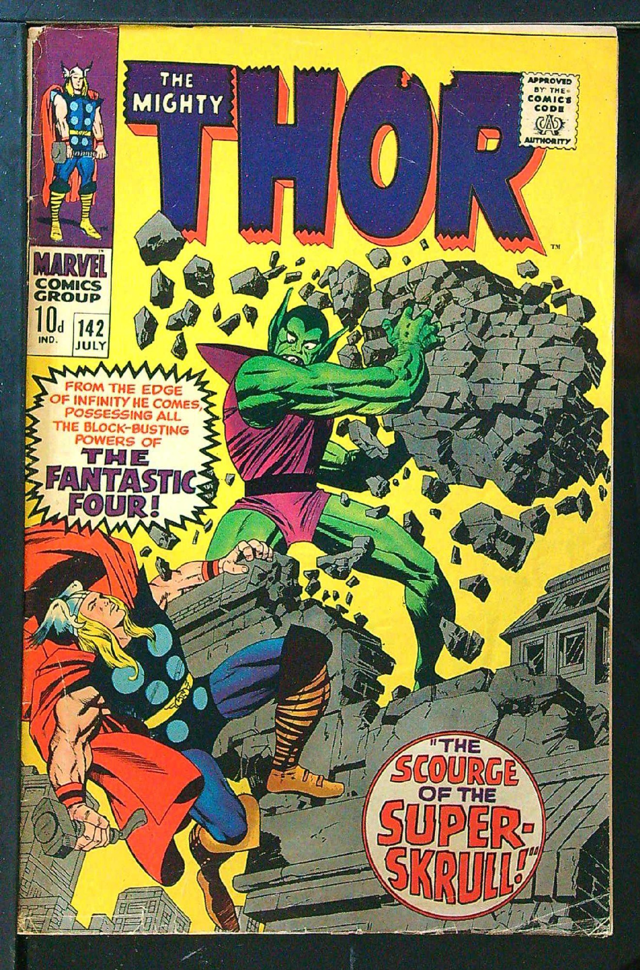 Thor vs Super-Skrull<br>ACTUAL SCAN OF COMIC!<br> Cover of Thor (Vol 1) #142. One of 250,000 Vintage American Comics on sale from Krypton!