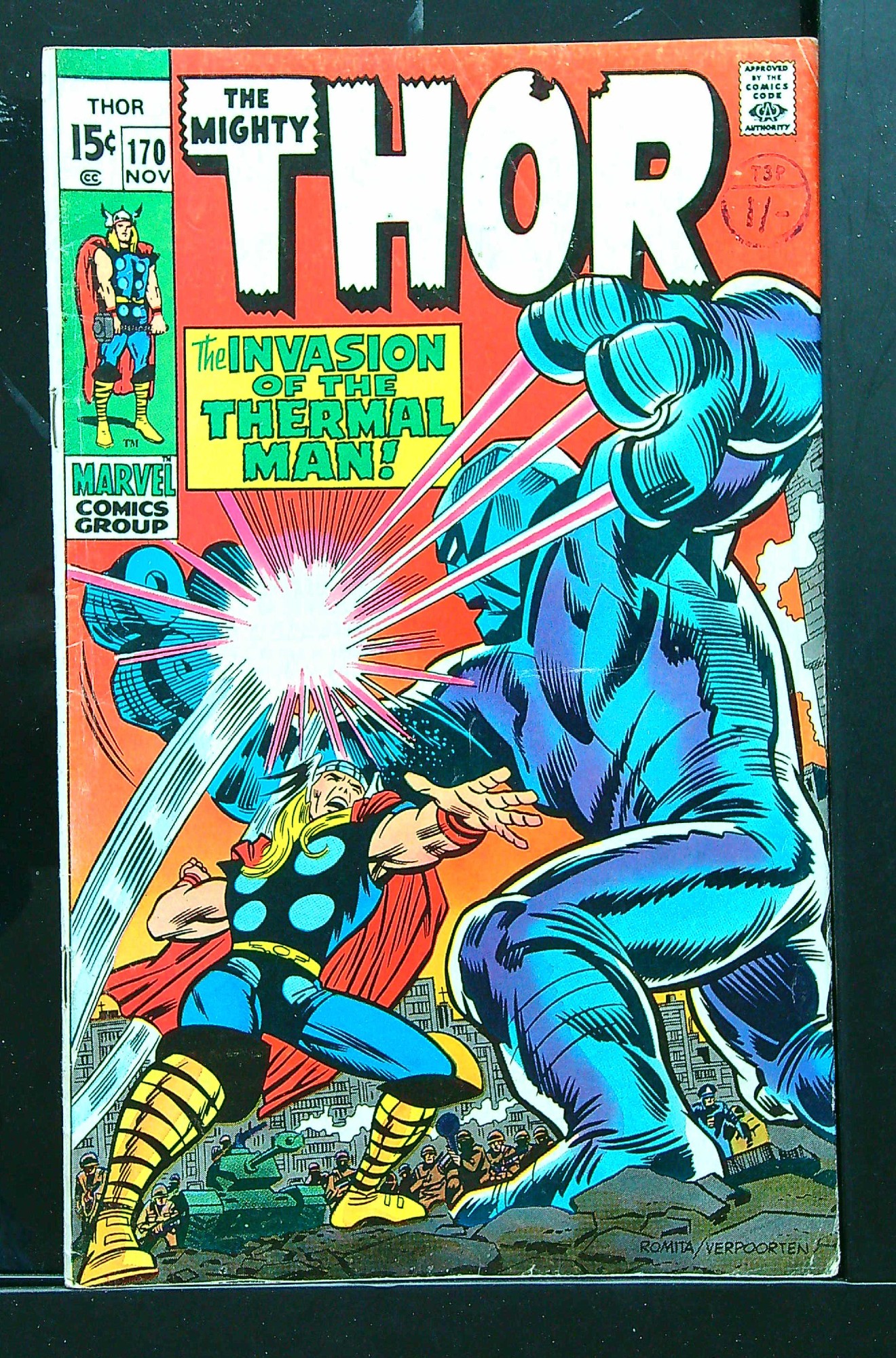 ACTUAL SCAN OF COMIC!<br>Distribution Stamp on Cover - See Scan Cover of Thor (Vol 1) #170. One of 250,000 Vintage American Comics on sale from Krypton!