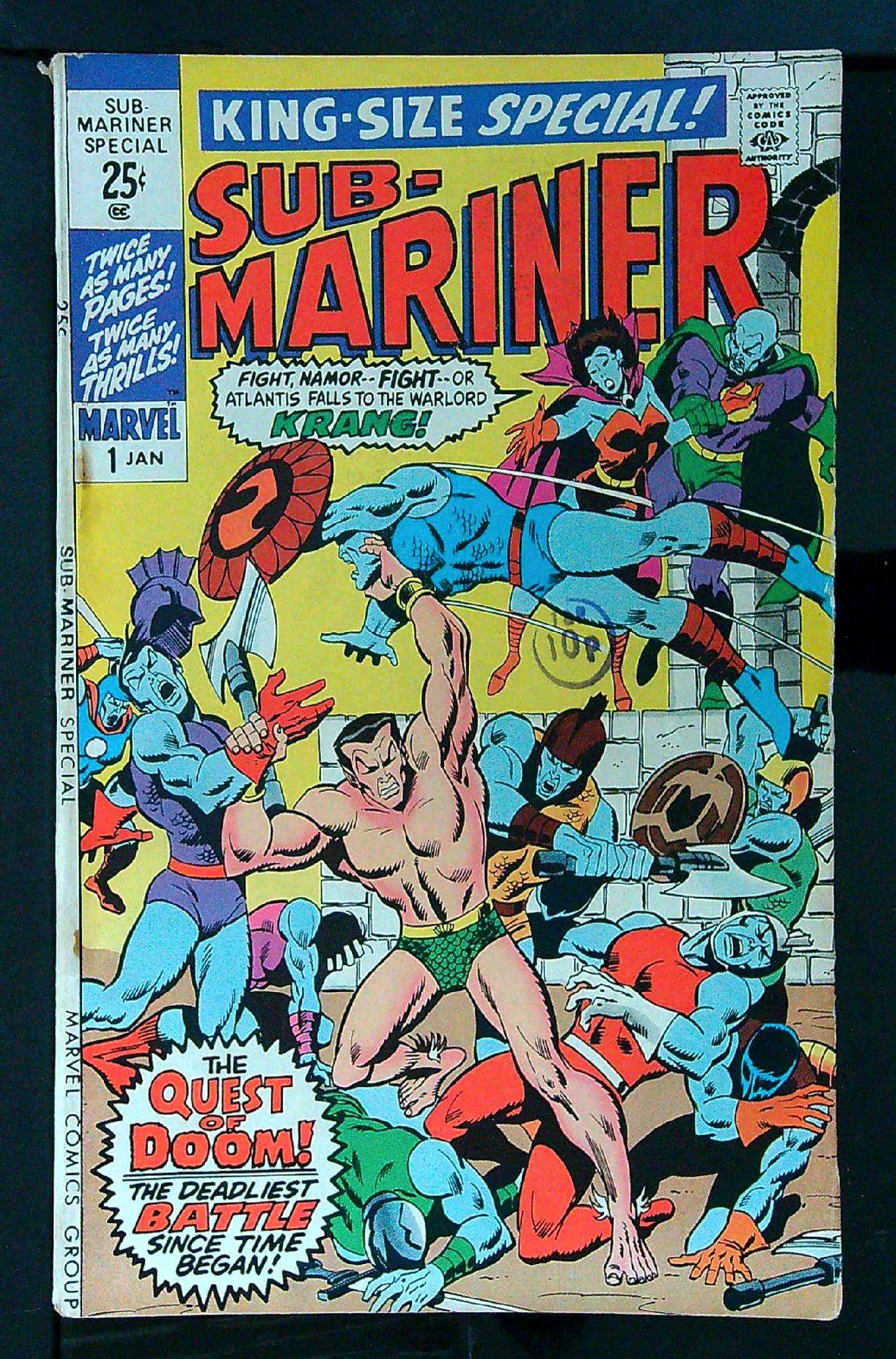 ACTUAL SCAN OF COMIC!<br>Distribution Stamp on Cover - See Scan Cover of Sub-Mariner Annual #1. One of 250,000 Vintage American Comics on sale from Krypton!