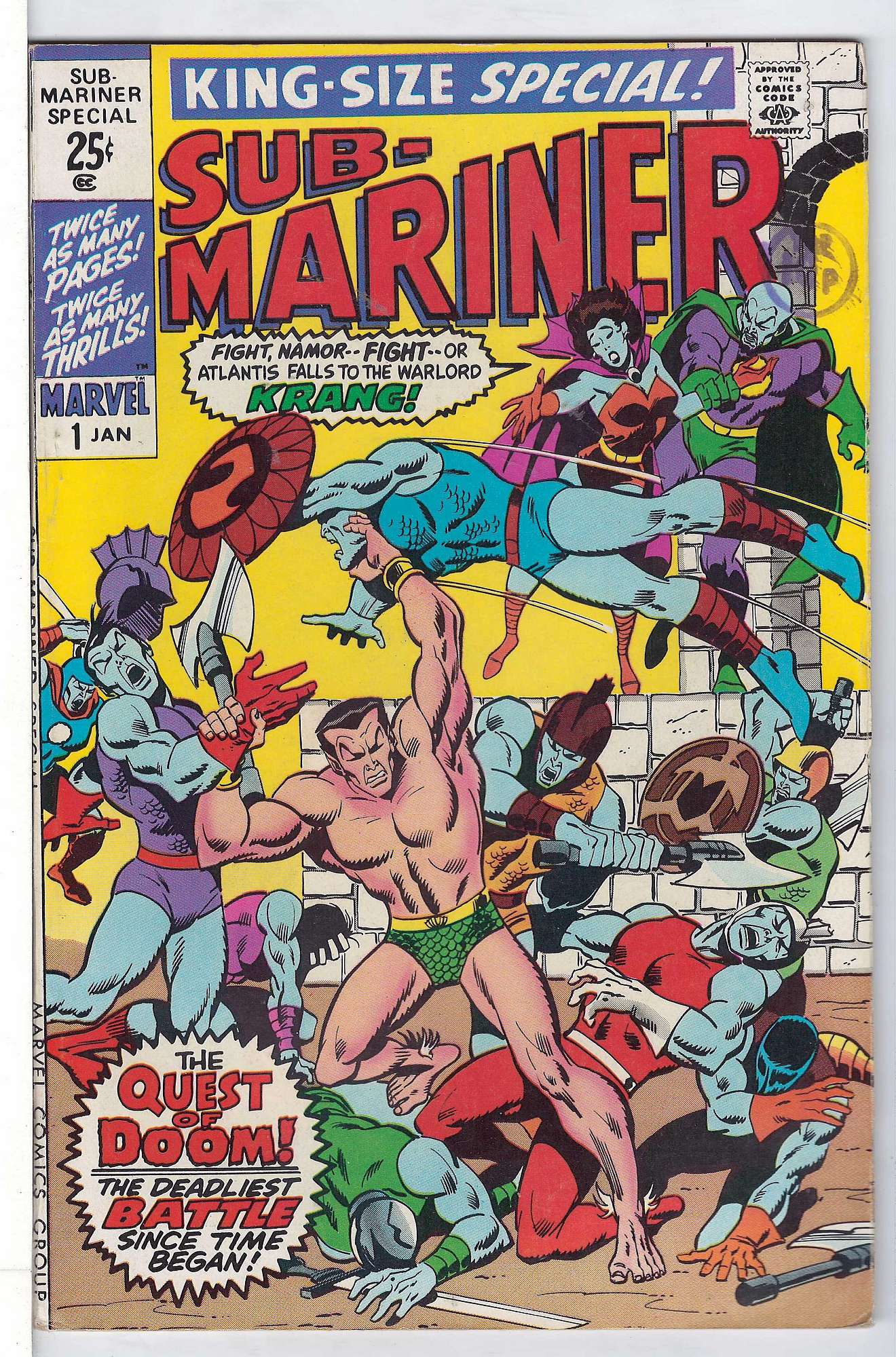 ACTUAL SCAN OF COMIC!<br>Stamp on Cover - See Scan Cover of Sub-Mariner Annual #1. One of 250,000 Vintage American Comics on sale from Krypton!