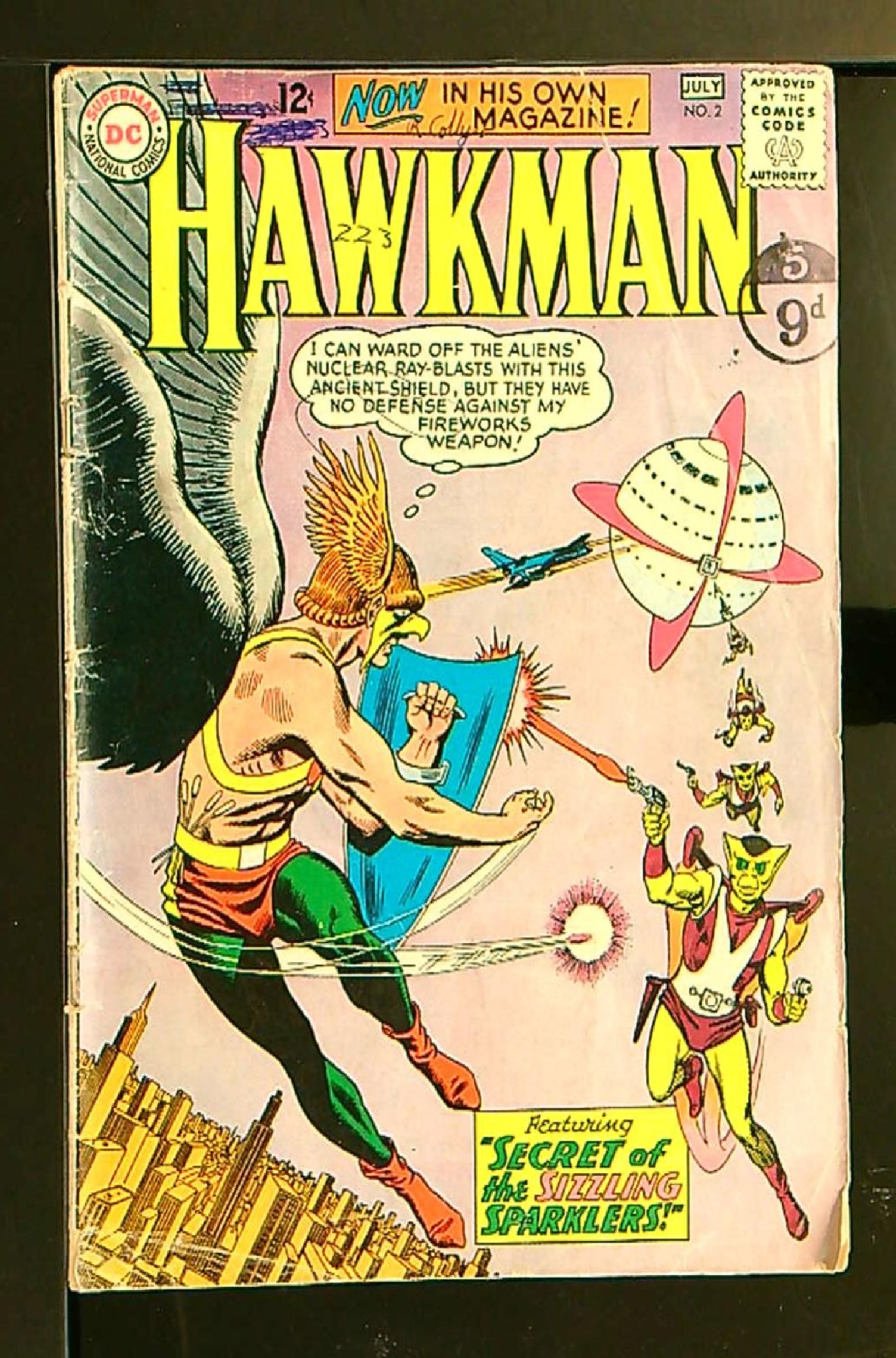 ACTUAL SCAN OF COMIC!<br>Distribution Stamp & Pen on Cover - See Scan Cover of Hawkman (Vol 1) #2. One of 250,000 Vintage American Comics on sale from Krypton!