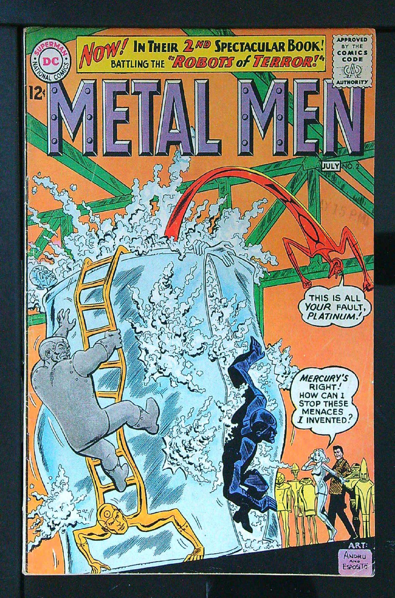 ACTUAL SCAN OF COMIC!<br> Cover of Metal Men (Vol 1) #2. One of 250,000 Vintage American Comics on sale from Krypton!
