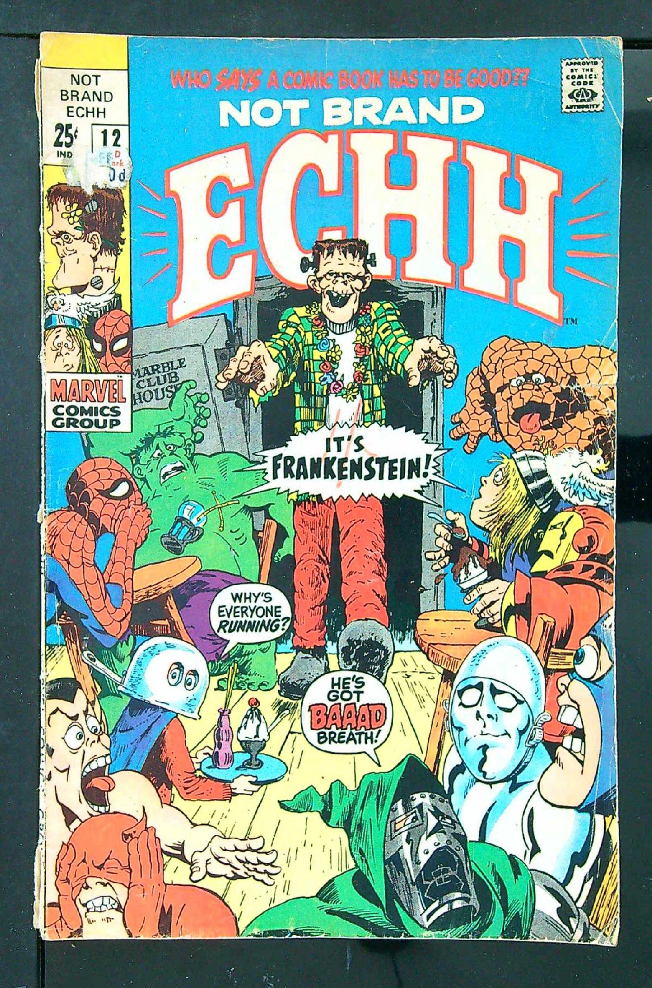 ACTUAL SCAN OF COMIC!<br>Lable on Cover - See Scan Cover of Not Brand Echh (Vol 1) #12. One of 250,000 Vintage American Comics on sale from Krypton!