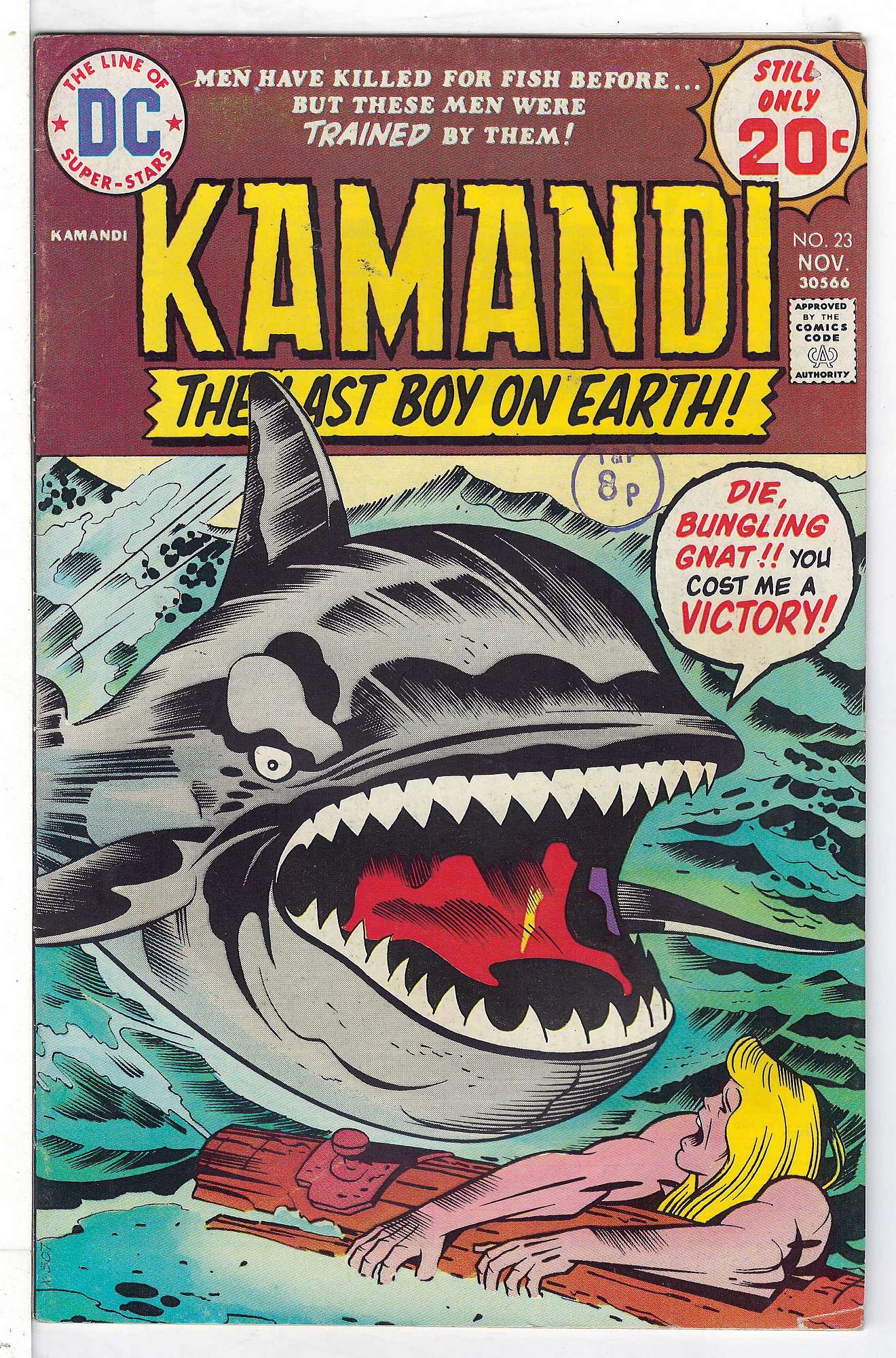 ACTUAL SCAN OF COMIC!<br>Distribution Stamp on Cover - See Scan Cover of Kamandi (Vol 1) The Last Boy on Earth #23. One of 250,000 Vintage American Comics on sale from Krypton!