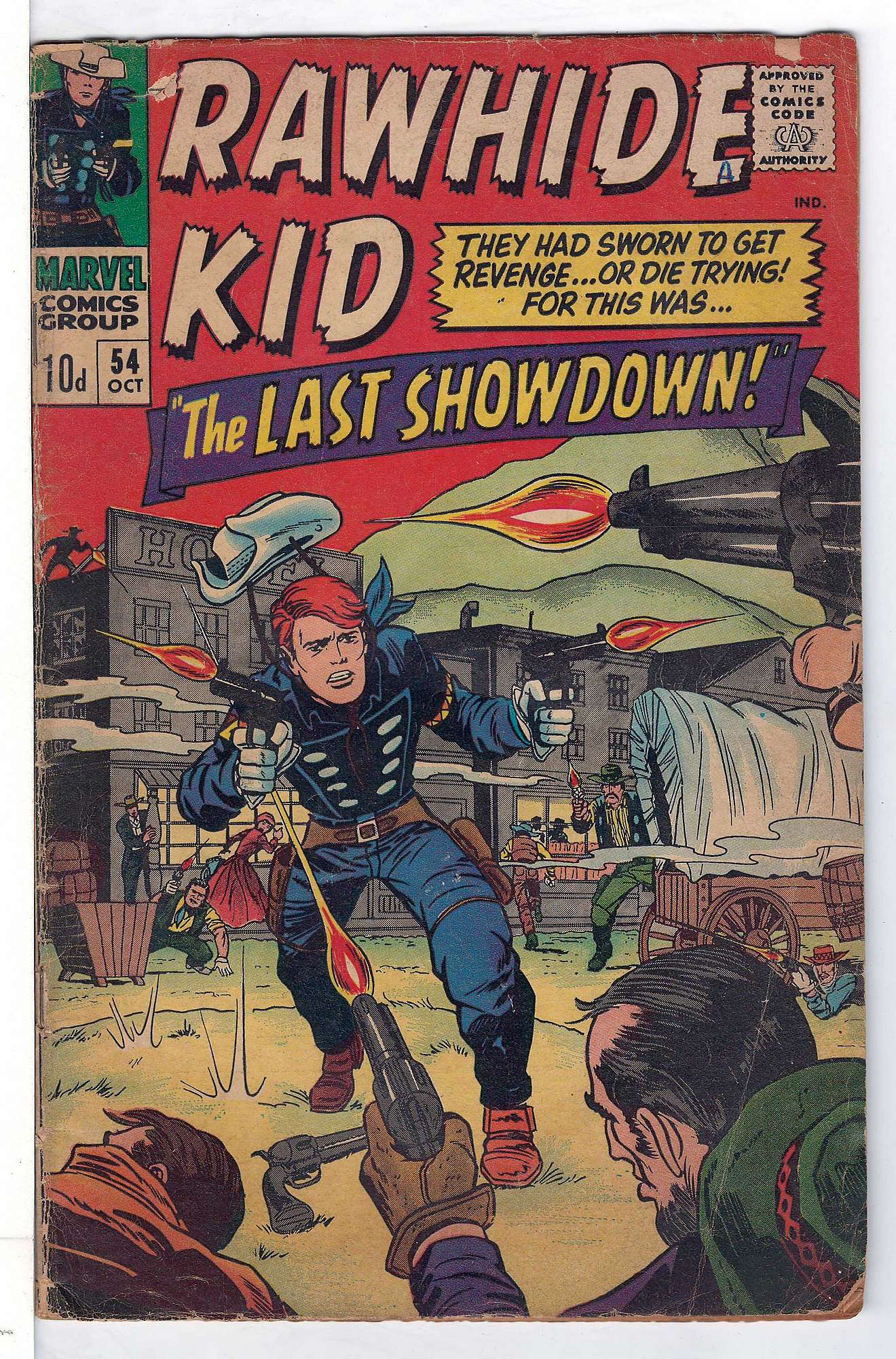 ACTUAL SCAN OF COMIC!<br>Pen on Cover - See Scan Cover of Rawhide Kid (Vol 1) #54. One of 250,000 Vintage American Comics on sale from Krypton!