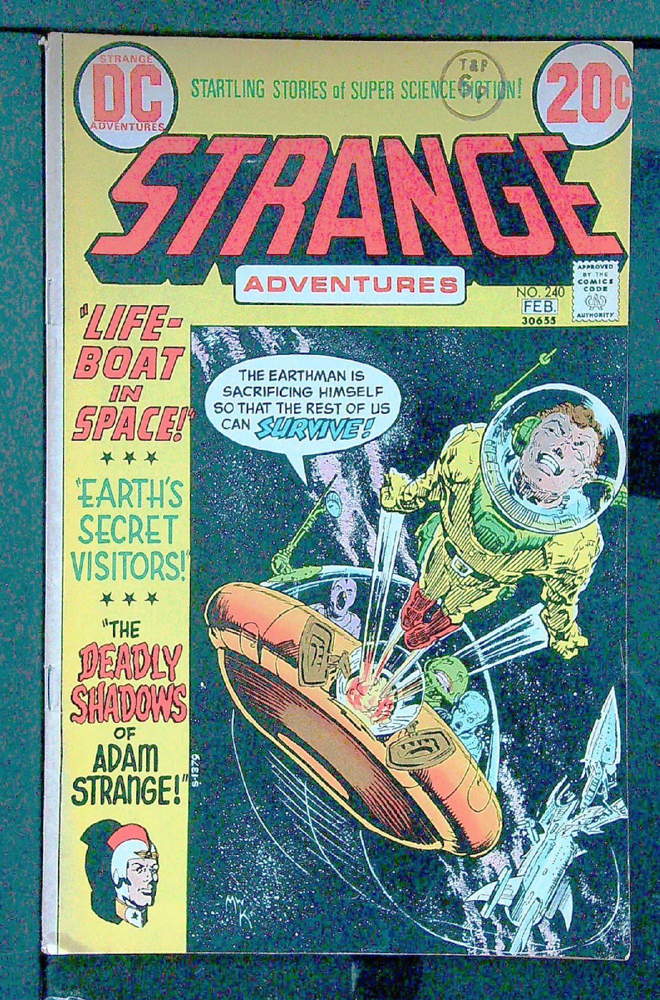 ACTUAL SCAN OF COMIC!<br>Distribution Stamp on Cover - See Scan Cover of Strange Adventures (Vol 1) #240. One of 250,000 Vintage American Comics on sale from Krypton!
