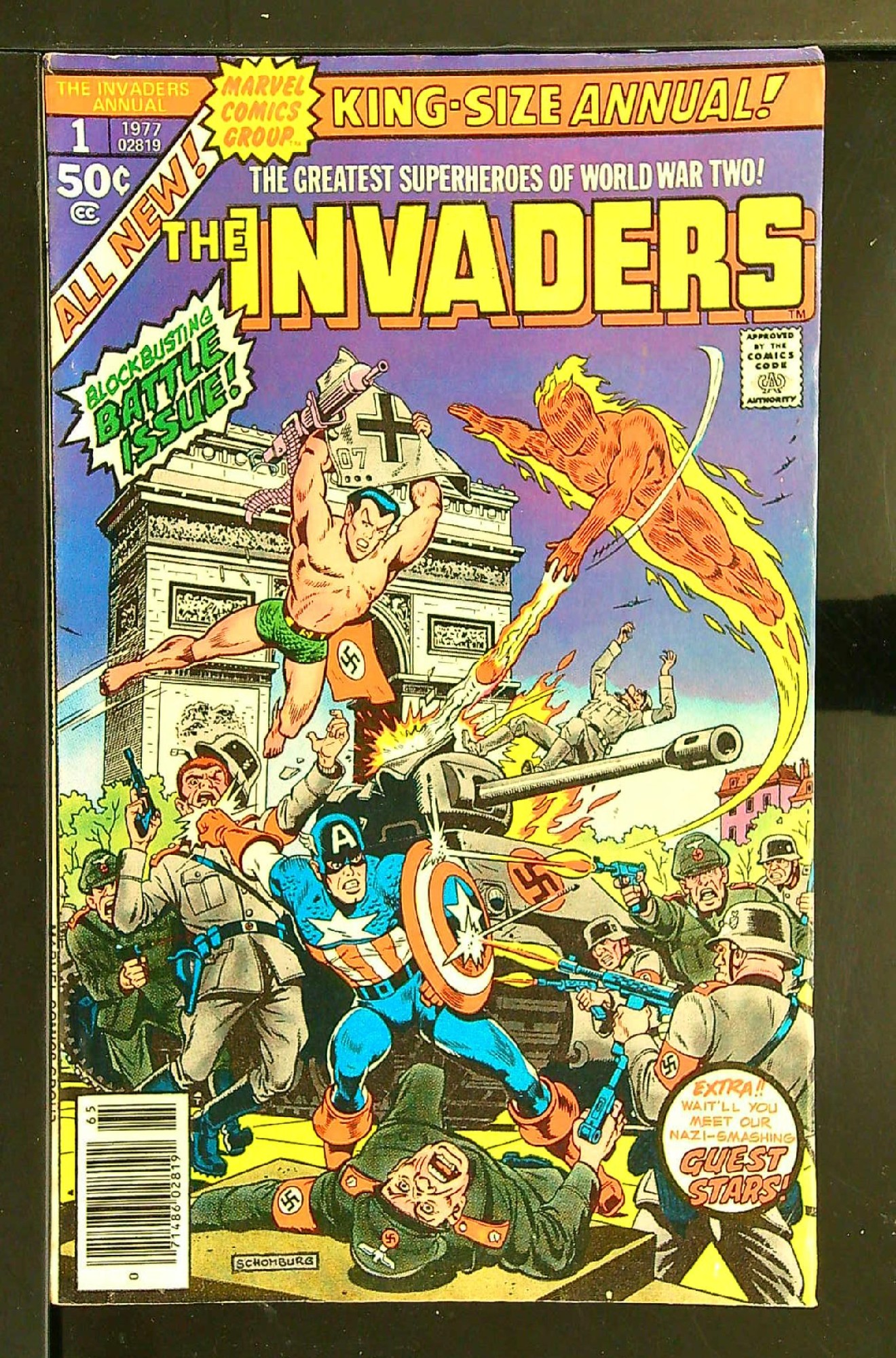 ACTUAL SCAN OF COMIC!<br> Cover of Invaders Annual (1977 One Shot) #1. One of 250,000 Vintage American Comics on sale from Krypton!