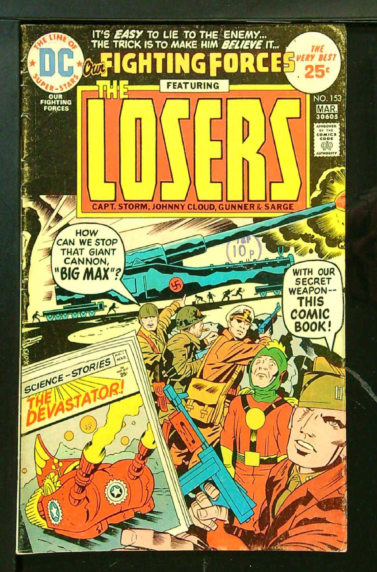 ACTUAL SCAN OF COMIC!<br>Stamp on Cover - See Scan Cover of Our Fighting Forces #153. One of 250,000 Vintage American Comics on sale from Krypton!