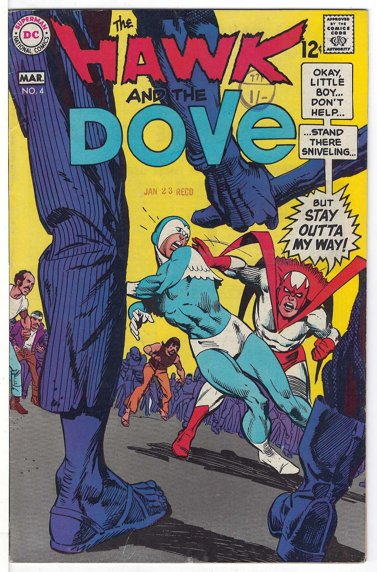 ACTUAL SCAN OF COMIC!<br>T& P Stamp & Jan 23 Date on Cover. See Scan Cover of Hawk & Dove (Vol 1) The #4. One of 250,000 Vintage American Comics on sale from Krypton!