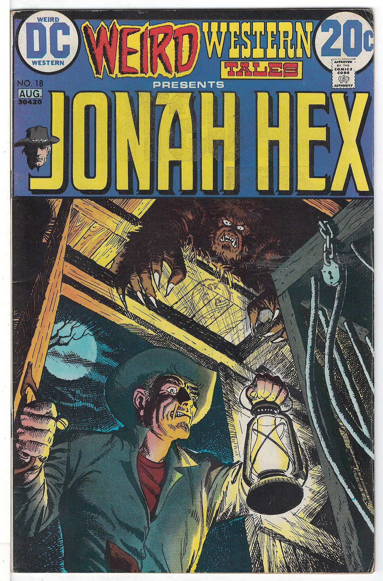 ACTUAL SCAN OF COMIC!<br>Stamp on Cover - See Scan - Wear on top of the back cover. Cover of Weird Western Tales (Vol 1) #18. One of 250,000 Vintage American Comics on sale from Krypton!