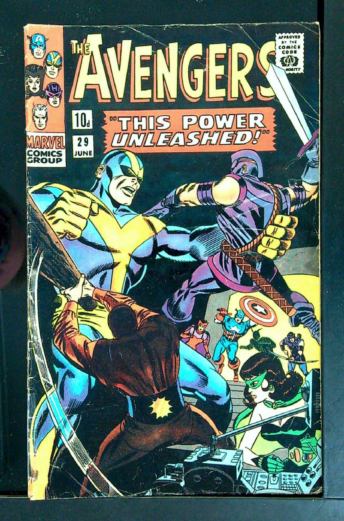 ACTUAL SCAN OF COMIC!<br>Tape on Lower Spine - See Scan Cover of Avengers (Vol 1) #29. One of 250,000 Vintage American Comics on sale from Krypton!