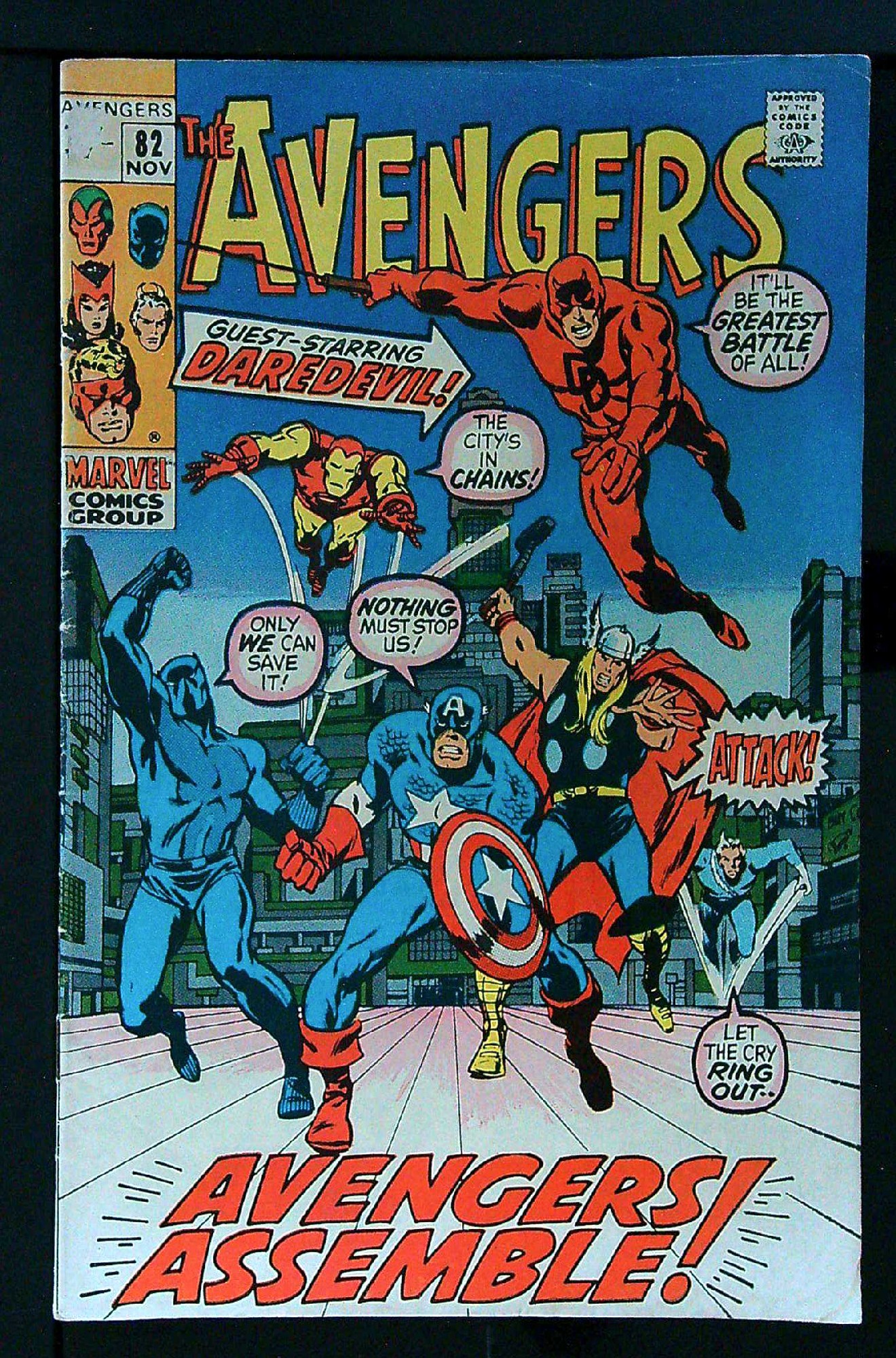 ACTUAL SCAN OF COMIC!<br>Label tear on price - See Scan Cover of Avengers (Vol 1) #82. One of 250,000 Vintage American Comics on sale from Krypton!